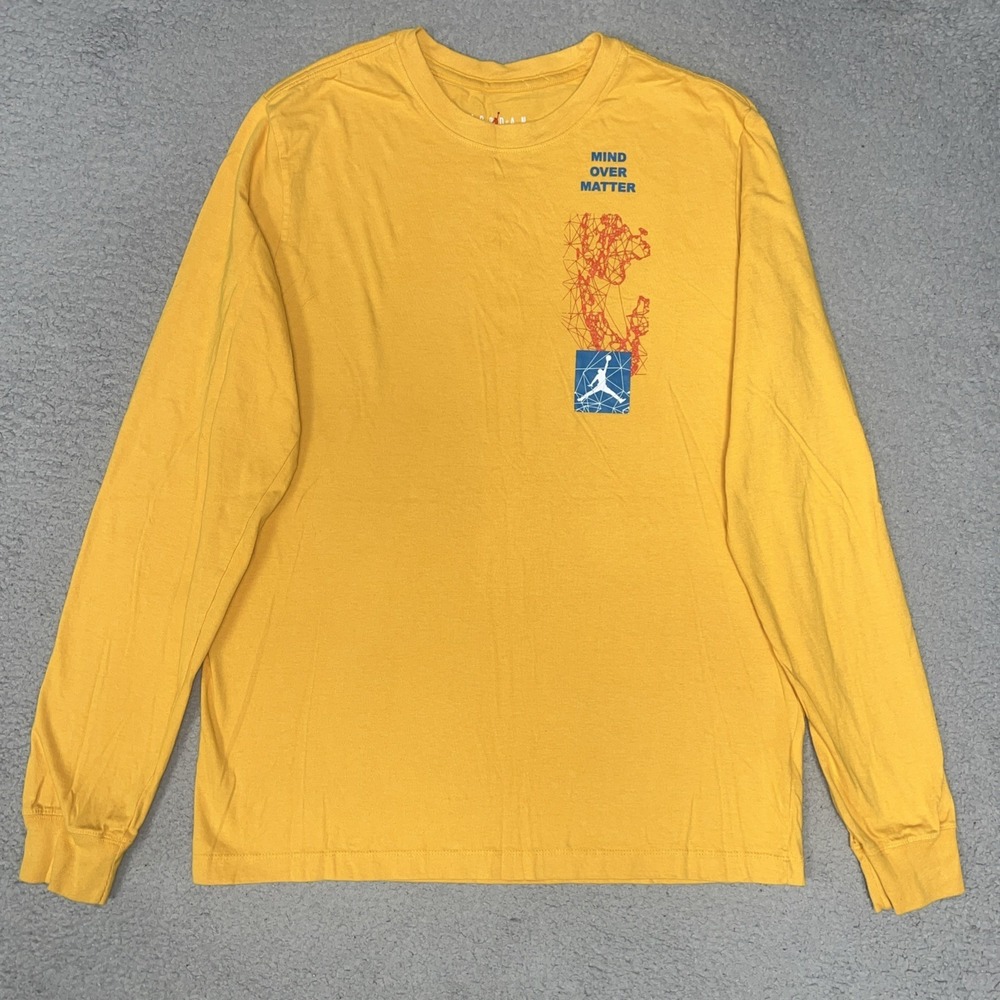 Nike Jordan Mountainside T Shirt‎ Mens Sz M Yellow Mind Over Long Sleeve 2-Sided
